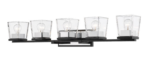 Z-lite 475-5V-MB-CH Matte Black + Chrome Bleeker Street Vanity