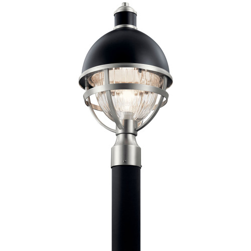 Kichler Lighting 59052BK Tollisª 18" 1 Light Post Light with Clear Ribbed Glass Black