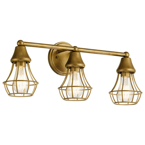 Kichler Lighting 37509 Bayley 3 Light Vanity Light with Edison Bulbs Natural Brass