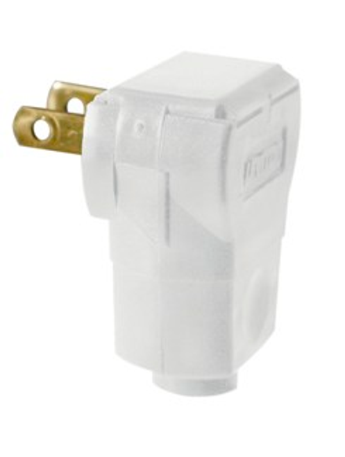 Leviton 101AN-W 15 Amp, 125 Volt, 2-Pole, 2-Wire, non-polarized angle plug - White