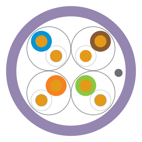 Leviton 129-UFPAZ-5VS Cat 6A U/FTP Cable, LSHF/LSZH, Violet, 1640 ft (500 m), Reel