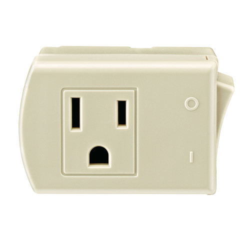 Leviton 1470-I Indoor 15 Amp, 125 Volt, 3-Wire Grounded Switch Tap with ON/OFF Button - Ivory