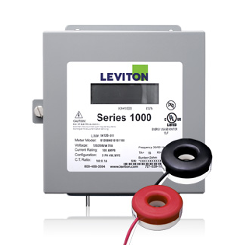 Leviton 1K240-2SW Submeter, Indoor, 120/240V, 1 Phase 3 Wire, Max 200A, 2 Solid Core Current Transformers, Electric Meter Kit