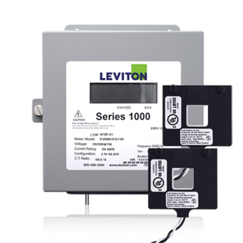 Leviton 1K240-2W Submeter, Indoor, 120/240V, 1 Phase 3 Wire, Max 200A, 2 Split Core Current Transformers, Electric Meter Kit