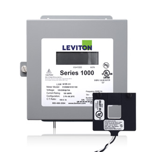 Leviton 1K277-4W Submeter, Indoor, 277V, 1 Phase 2 Wire, Max 400A, 1 Split Core Current Transformer, Electric Meter Kit
