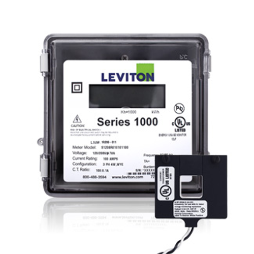 Leviton 1O277-2W Submeter, Outdoor, 277V, 1 Phase 2 Wire, Max 200A, 1 Split Core Current Transformer, Electric Meter Kit