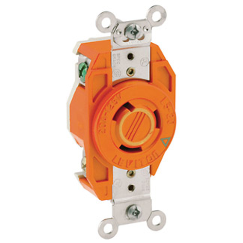 Leviton 2310-IG 20 Amp, 125 Volt, NEMA L5-20R, 2P, 3W, Flush Mtg Locking Receptacle, Industrial Grade, Isolated Ground, V-0-MAX - ORANGE