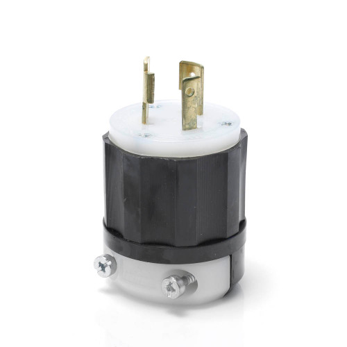 Leviton 2311 Locking Plug, 20 Amp, 125 Volt, Extra-Heavy Duty Industrial Grade, Black & White