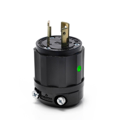 Leviton 2311-PLB Locking Plug, 20 Amp, 125 Volt, Industrial Grade, Power Indication, Black