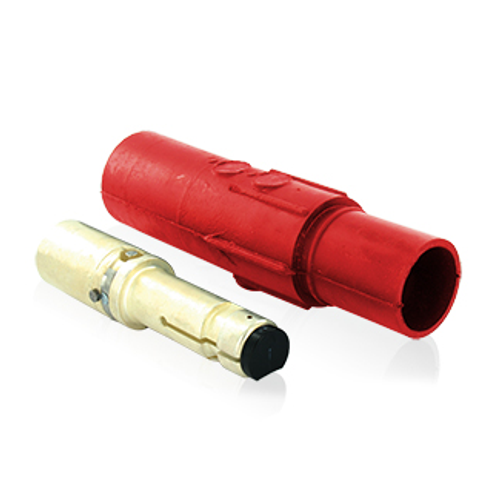 Leviton 23L23-R Taper Nose In-Line Latching Male Connector, 23 Series Single Pole Cam-Type Contact & Insulator, Crimped, 500-750MCM, 690 Amp Max - RED