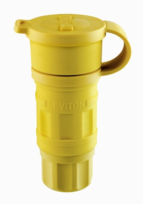 Leviton 27W82 20 Amp, 277/480 Volt 3-Phase Y, NEMA L22-20R, 4P, 5W, Locking Connector, Industrial Grade, Grounding, Wetguard - YELLOW