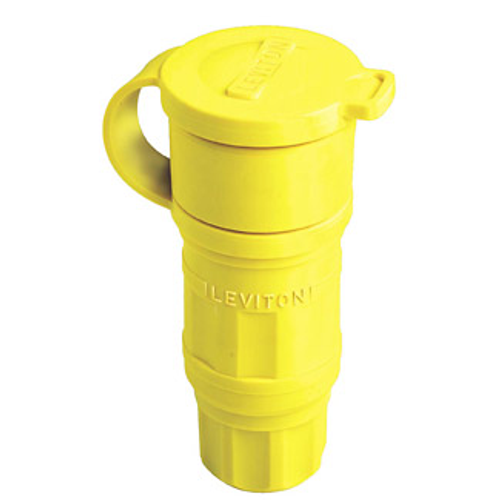 Leviton 29W47 30 Amp, 125 Volt, NEMA L5-30R, 2P, 3W, Locking Connector, Industrial Grade, Grounding, Wetguard - YELLOW