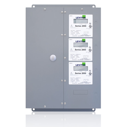 Leviton 2M203-CFG Submeter, Indoor, 120/208V, 3 Phase 4 Wire, 3 Three Element Meters, Electric Meter, MMU