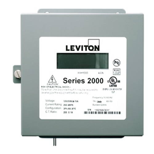 Leviton 2N208-81 Submeter, Indoor, 120/208/240V, 3 Phase 4 Wire, Max 800A, Three Element, Electric Meter