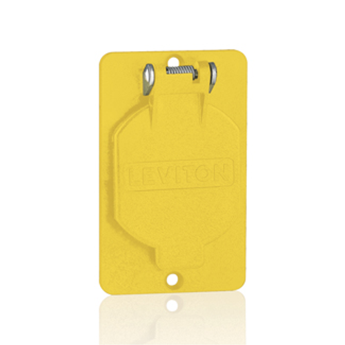 Leviton 3058-Y 1.56" diameter Single Receptacle Coverplate with Weather-Resistant Flip Lid - YELLOW