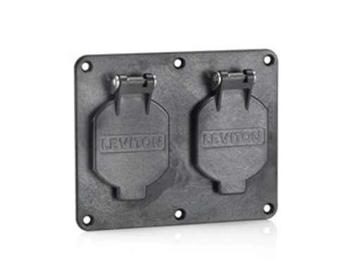 Leviton 3263W-E 2 - 1.56" dia Single Receptacle Coverplate with Weather-Resistant Flip Lid Ð BLACK