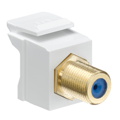Leviton 40831-FWG Feedthrough QuickPort F-Connector, Gold Plated, White Housing