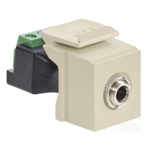 Leviton 40839-SIS 3.5mm Stereo QuickPort Jack, Female to Screw Terminal, Ivory Housing