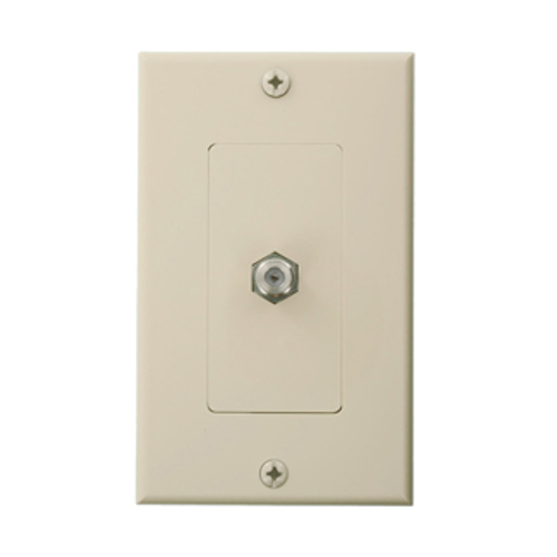 Leviton 40981-ID Decora Video Wall Jack Assembly (with wallplate), F-connector, light almond