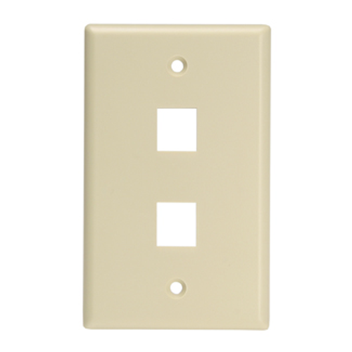 Leviton 41080-2IL Single-Gang QuickPort Wallplate for Large Connectors, 2-Port, Ivory