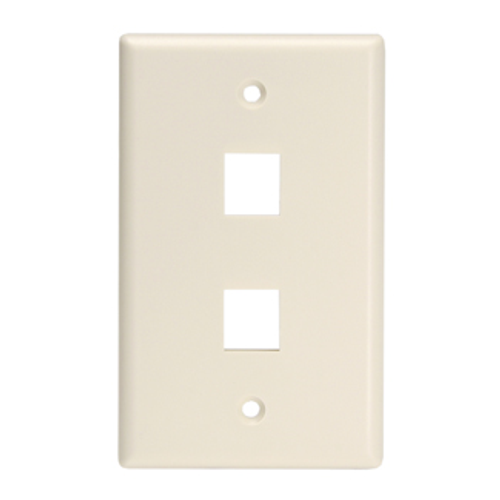 Leviton 41080-2TL Single-Gang QuickPort Wallplate for Large Connectors, 2-Port, Light Almond