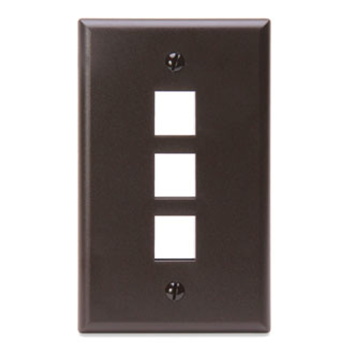 Leviton 41080-3BP Single-Gang QuickPort Wallplate, 3-Port, Brown