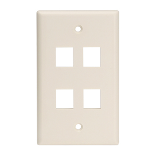 Leviton 41080-4TL Single-Gang QuickPort Wallplate for Large Connectors, 4-Port, Light Almond