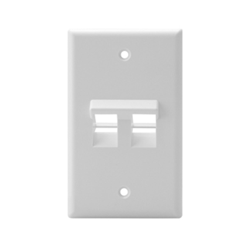 Leviton 41081-2WP Angled Single-Gang QuickPort Wallplate, 2-Port, White
