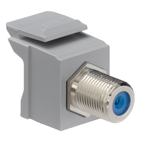 Leviton 41084-FGF Feedthrough QuickPort F-Connector, Nickel Plated, Gray Housing