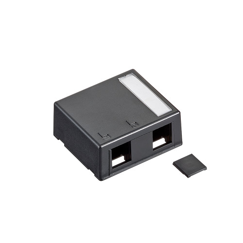 Leviton 41089-2EP Surface-Mount QuickPort Box, Plenum-Rated, 2-Port, Black