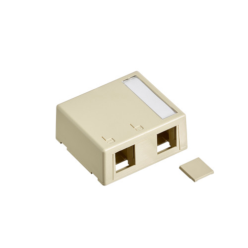 Leviton 41089-2IP Surface-Mount QuickPort Box, Plenum-Rated, 2-Port, Ivory