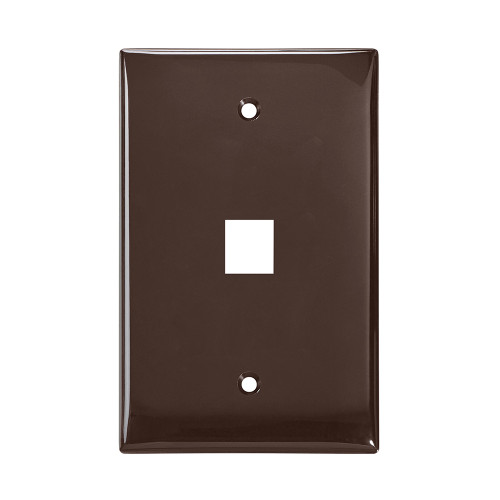 Leviton 41091-1BN Midsize Single-Gang QuickPort Wallplate, 1-Port, Brown