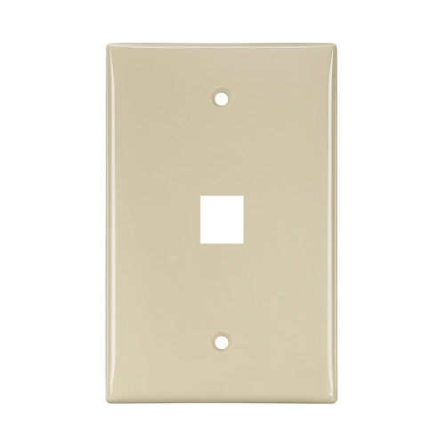 Leviton 41091-1IN Midsize Single-Gang QuickPort Wallplate, 1-Port, Ivory