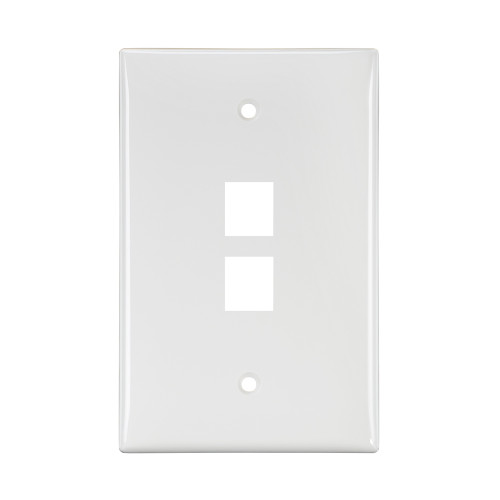 Leviton 41091-2WN Midsize Single-Gang QuickPort Wallplate, 2-Port, White