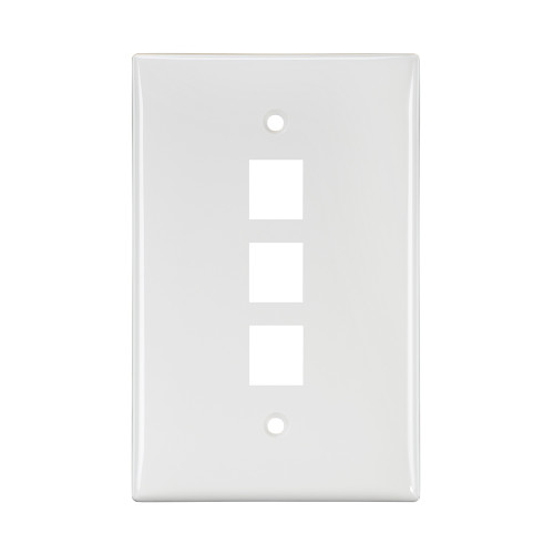 Leviton 41091-3WN Midsize Single-Gang QuickPort Wallplate, 3-Port, White