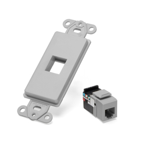 Leviton 41638-GY DISCONTINUED - Decora Insert Kit, 6P6C, grey. Kit includes: one 1-port Decora insert and one 6P6C USOC jack.