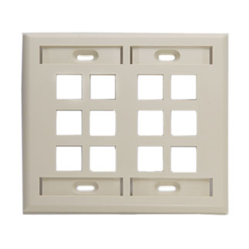 Leviton 42080-12I Dual-Gang QuickPort Wallplate with ID Windows, 12-Port, Ivory