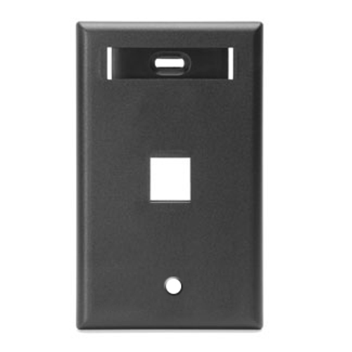 Leviton 42080-1ES Single-Gang QuickPort Wallplate with ID Window, 1-Port, Black