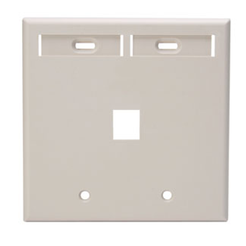 Leviton 42080-1TP Dual-Gang QuickPort Wallplate with ID Windows, 1-Port, Light Almond