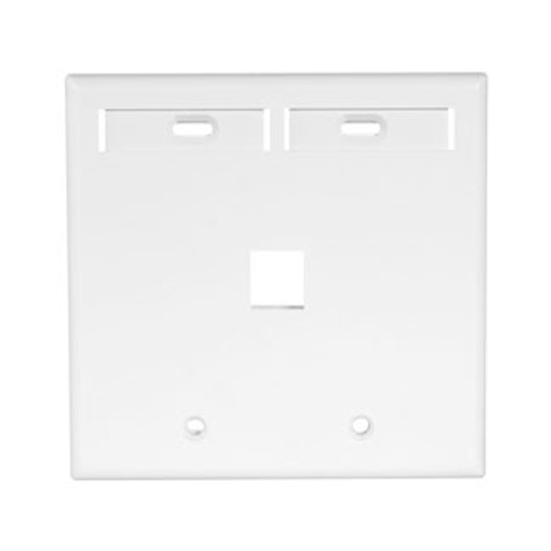 Leviton 42080-1WP Dual-Gang QuickPort Wallplate with ID Windows, 1-Port, White