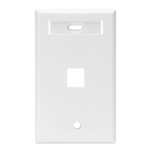 Leviton 42080-1WS Single-Gang QuickPort Wallplate with ID Window, 1-Port, White