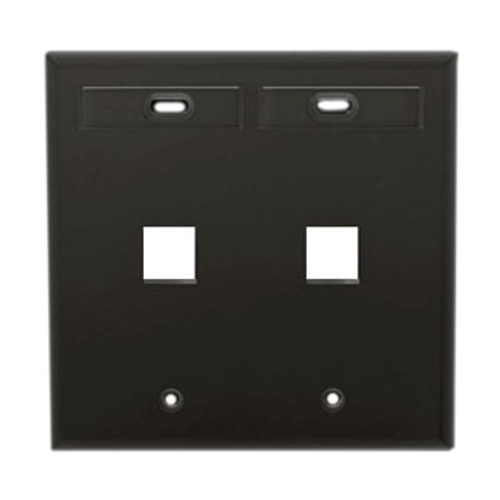Leviton 42080-2EP Dual-Gang QuickPort Wallplate with ID Windows, 2-Port, Black