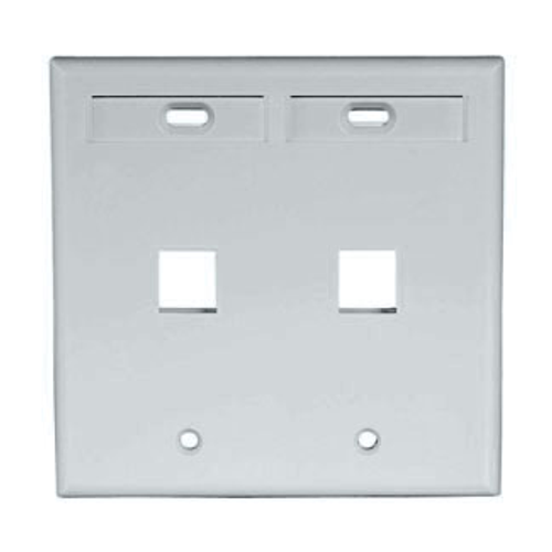 Leviton 42080-2GP Dual-Gang QuickPort Wallplate with ID Windows, 2-Port, Gray
