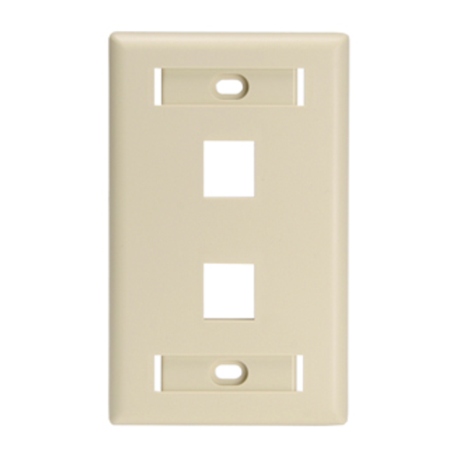Leviton 42080-2IL Single-Gang QuickPort Wallplate for Large Connectors with ID Windows, 2-Port, Ivory