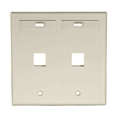 Leviton 42080-2IP Dual-Gang QuickPort Wallplate with ID Windows, 2-Port, Ivory