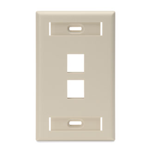 Leviton 42080-2IS Single-Gang QuickPort Wallplate with ID Windows, 2-Port, Ivory