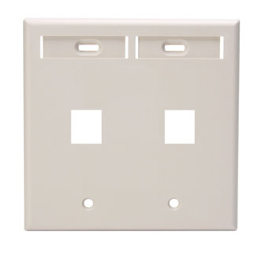 Leviton 42080-2TP Dual-Gang QuickPort Wallplate with ID Windows, 2-Port, Light Almond