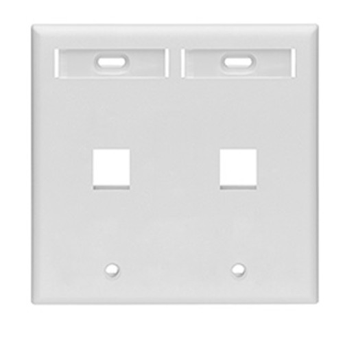 Leviton 42080-2WP Dual-Gang QuickPort Wallplate with ID Windows, 2-Port, White