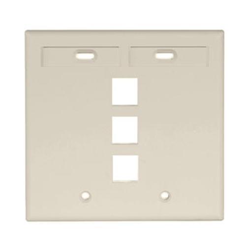 Leviton 42080-3IP Dual-Gang QuickPort Wallplate with ID Windows, 3-Port, Ivory