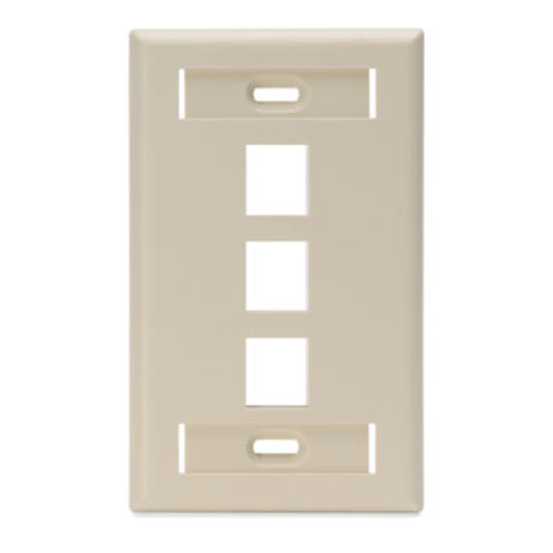 Leviton 42080-3IS Single-Gang QuickPort Wallplate with ID Windows, 3-Port, Ivory